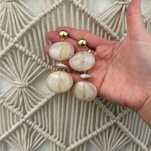 Chic Gold and Genuine Pearl Statement Earrings